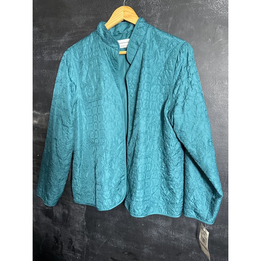 Alfred Dunner Petite Teal Textured Jacket NWT - Picture 5 of 6